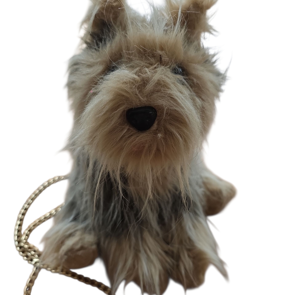 Puppy Love Plush Crossbody Bag with Gold Tone Chain